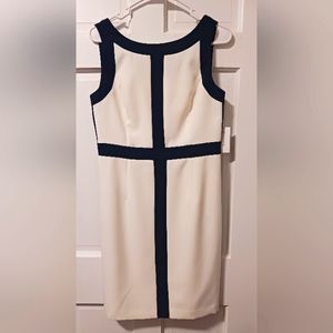 Minimalist Dress Barn Geometric Dress, Navy blue + Off-whiteNWT Sz 6